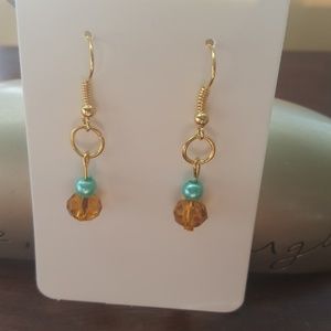 💛Golden 💙💚Teal Statement Earrings 💎💛